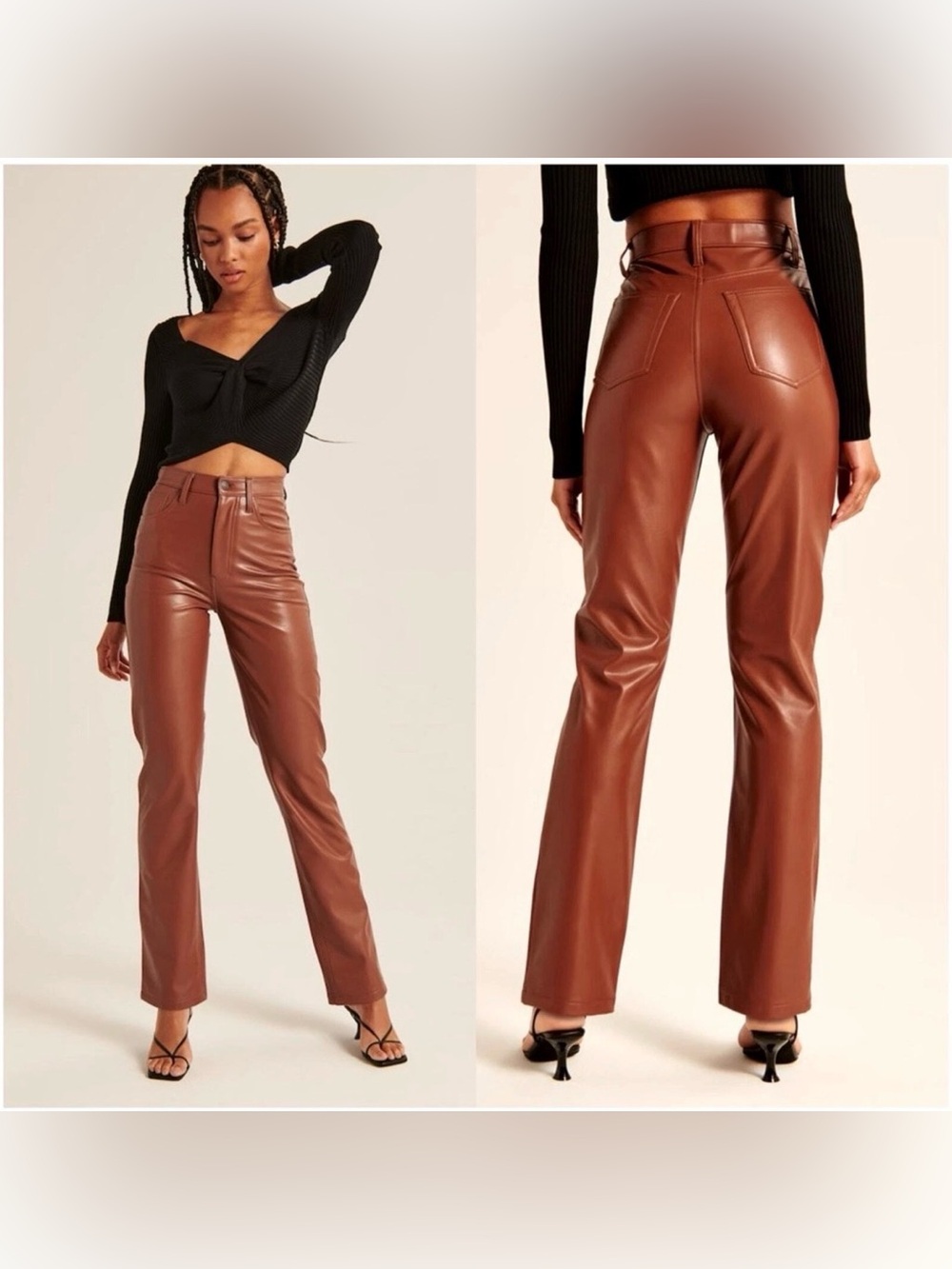 Abercrombie & Fitch Women's High Waisted Straight Faux Leather Jeans. Size: 29